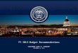 FY 2013 Budget Recommendations GOVERNOR GARY R. HERBERT DECEMBER 12, 2011