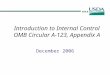 Introduction to Internal Control OMB Circular A-123, Appendix A December 2006