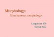 Morphology: Simultaneous morphology Linguistics 200 Spring 2003