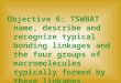 Objective 6: TSWBAT name, describe and recognize typical bonding linkages and the four groups of macromolecules typically formed by these linkages