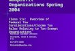 Nonprofit Organizations Spring 2004 Class Six: Overview of Federal Tax Considerations/Income Tax Rules Relating to Tax-Exempt Organizations Michelle Coleman-Johnson