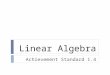 Linear Algebra Achievement Standard 1.4. - Terms containing the variable (x) should be placed on one side (often left) e.g. Solve a) 5x = 3x + 6b) -6x