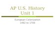 AP U.S. History Unit 1 European Colonization 1492 to 1700