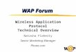 Wireless Application Protocol Technical Overview Natasha Flaherty Senior Marketing Manager Phone.com WAP Forum
