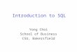 Introduction to SQL Yong Choi School of Business CSU, Bakersfield