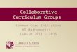 Common Core Initiative HS Mathematics CGRESD 2011 - 2015 Collaborative Curriculum Groups