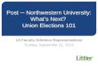 Post ─ Northwestern University: What’s Next? Union Elections 101 1A Faculty Athletics Representatives Sunday, September 21, 2014