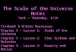 The Scale of the Universe Notes Test – Thursday, 1/16 Textbook & Online Resources: Chapter 3 – Lesson 1: Scale of the Universe Chapter 3 – Lesson 2: Star