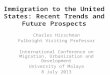 Immigration to the United States: Recent Trends and Future Prospects Charles Hirschman Fulbright Visiting Professor International Conference on Migration,