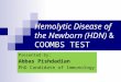 Hemolytic Disease of the Newborn (HDN) & COOMBS TEST Presented by: Abbas Pishdadian PhD Candidate of Immunology