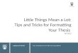 Little Things Mean a Lot: Tips and Tricks for Formatting Your Thesis Fall 2012
