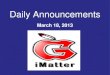 Daily Announcements March 18, 2013. Student Activities & Athletics