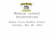 Middle School Orientation Buena Vista Middle School Tuesday, May 20, 2014