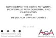 CONNECTING THE AGING NETWORK, INDIVIDUALS WITH DEMENTIA, AND CAREGIVERS WITH RESEARCH OPPORTUNITIES July 12, 2012