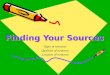 Finding Your Sources Types of resources Qualities of resources Location of resources