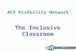 ACE DisAbility Network The Inclusive Classroom. Topics Introductions The inclusive classroom How people learn Impact of disability on learning Collaborative