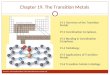 Chapter 19. The Transition Metals 19.1 Overview of the Transition Metals 19.2 Coordination Complexes 19.3 Bonding in Coordination Complexes 19.4 Metallurgy