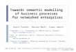 Towards semantic modelling of business processes for networked enterprises Karol Furdik 1, Marian Mach 2, Tomas Sabol 3 1 InterSoft, a.s., Florianska 19,