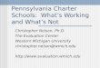 Pennsylvania Charter Schools: What’s Working and What’s Not Christopher Nelson, Ph.D. The Evaluation Center Western Michigan University christopher.nelson@wmich.edu