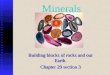 Minerals Building blocks of rocks and our Earth. Chapter 29 section 3