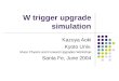 W trigger upgrade simulation Kazuya Aoki Kyoto Univ. Muon Physics and Forward Upgrades Workshop Santa Fe, June 2004