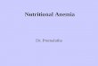 Nutritional Anemia Dr. Premalatha. Nutritional Anaemia Deficiency of –Iron –Folate –B 12 –Protein corrected by supplementation