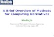 A Brief Overview of Methods for Computing Derivatives Wenbin Yu Department of Mechanical & Aerospace Engineering Utah State University, Logan, UT