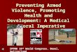Preventing Armed Violence, Promoting Health and Development: A Medical and Moral Imperative IPPNW 19 th World Congress, Basel, Switzerland
