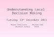 Understanding Local Decision Making Tuesday 13 th December 2011 Helen Tomlinson Bolton CVS Ibrahim Ismail BSCA