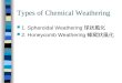 Types of Chemical Weathering 1. Spheroidal Weathering 球狀風化 2. Honeycomb Weathering 蜂窩狀風化