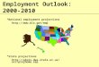 Employment Outlook: 2000-2010  National employment projections   State projections 