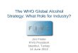 The WHO Global Alcohol Strategy: What Role for Industry? Jim Finkle FIVS President Istanbul, Turkey 14 June 2012