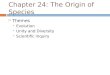 Chapter 24: The Origin of Species  Themes  Evolution  Unity and Diversity  Scientific Inquiry