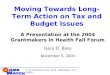 1742 Connecticut Ave., N.W., Washington, D.C. 20009 (202) 234-8494  Moving Towards Long- Term Action on Tax and Budget Issues A