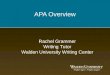 APA Overview Rachel Grammer Writing Tutor Walden University Writing Center