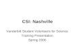 CSI: Nashville Vanderbilt Student Volunteers for Science Training Presentation Spring 2006