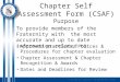 Chapter Self Assessment Form (CSAF) Purpose Approved practices, Polices & Procedures for chapter evaluation Chapter Assessment & Chapter Recognition &