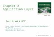 2: Application Layer1 Chapter 2 Application Layer Part 2: Web & HTTP These slides derived from Computer Networking: A Top Down Approach, 6 th edition