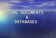 XML DOCUMENTS & DATABASES. Summary of Introduction to XML HTML vs. XML HTML vs. XML Types of Data Types of Data Basics of XML Basics of XML XML Syntax,