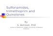 Sulfonamides, trimethoprim and Quinolones By S. Bohlooli, PhD School of Medicine, Ardabil University of Medical Sciences