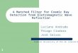 1 A Matched Filter for Cosmic Ray Detection from Eletromagnetic Wave Reflection Luciano Andrade Thiago Ciodaro José Seixas Federal University of Rio de
