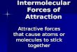 Intermolecular Forces of Attraction Attractive forces that cause atoms or molecules to stick together