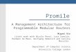 Promile A Management Architecture for Programmable Modular Routers Miguel Rio (joint work with Nicola Pezzi, Luca Zanolin, Hermann De Meer, Wolfgang Emmerich