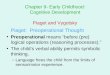Chapter 9- Early Childhood: Cognitive Development Piaget and Vygotsky Piaget: Preoperational Thought Preoperational means “before (pre) logical operations