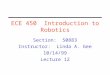 ECE 450 Introduction to Robotics Section: 50883 Instructor: Linda A. Gee 10/14/99 Lecture 12
