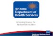 Health and Wellness for all Arizonans Licensing Process for Residential Facilities