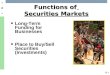 ****** 19-1 Functions of Securities Markets Long-Term Funding for Businesses Place to Buy/Sell Securities (Investments)