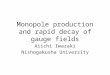 Monopole production and rapid decay of gauge fields Aiichi Iwazaki Nishogakusha University