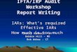 IFTA/IRP Audit Workshop Report Writing IARs: What’s required Effective IARs How much is too much Stacey Hammock – WY Debbie Hill – MO Bob Weber - CT