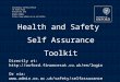 University Safety Office 10 Parks Road Oxford OX1 3PD 01865 270811  Health and Safety Self Assurance Toolkit Directly
